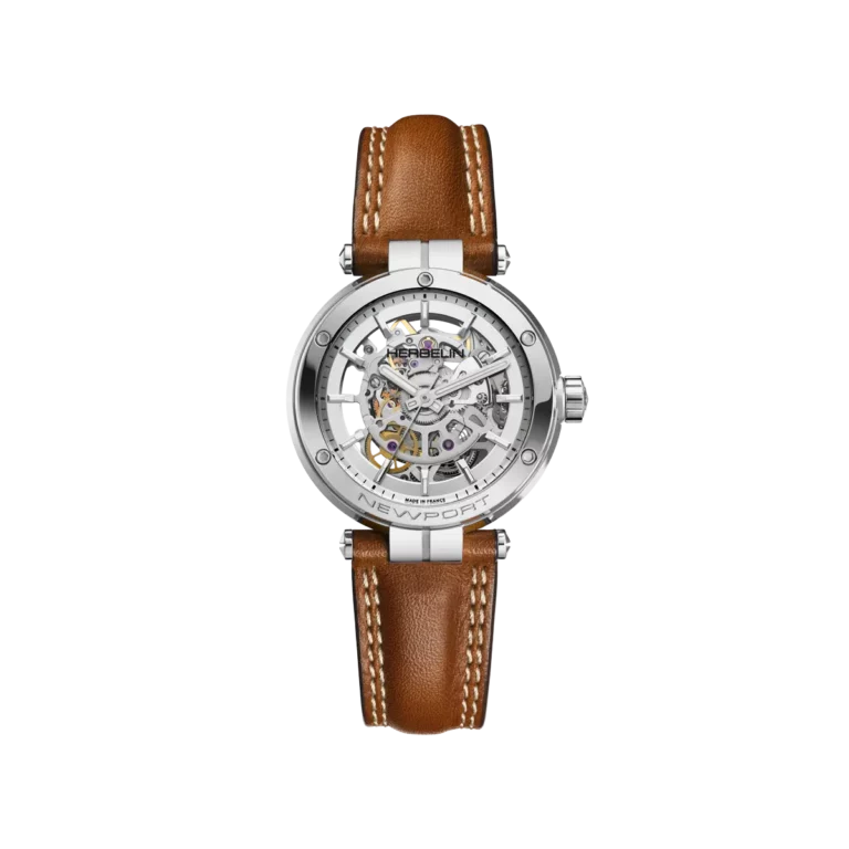 montre herbelin bracelet marron mouvement squelette
