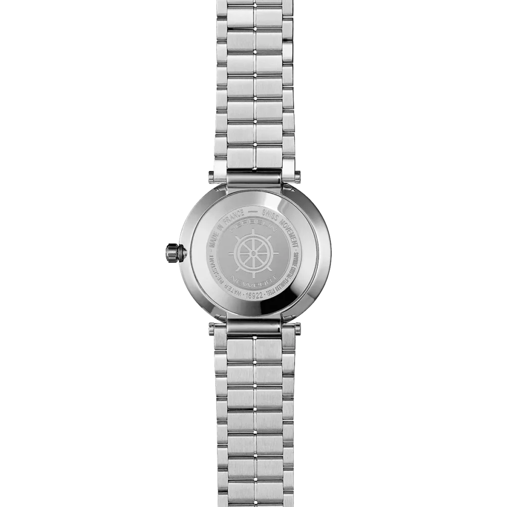 dos montre herbelin acier cadran bleu nacre newport slim