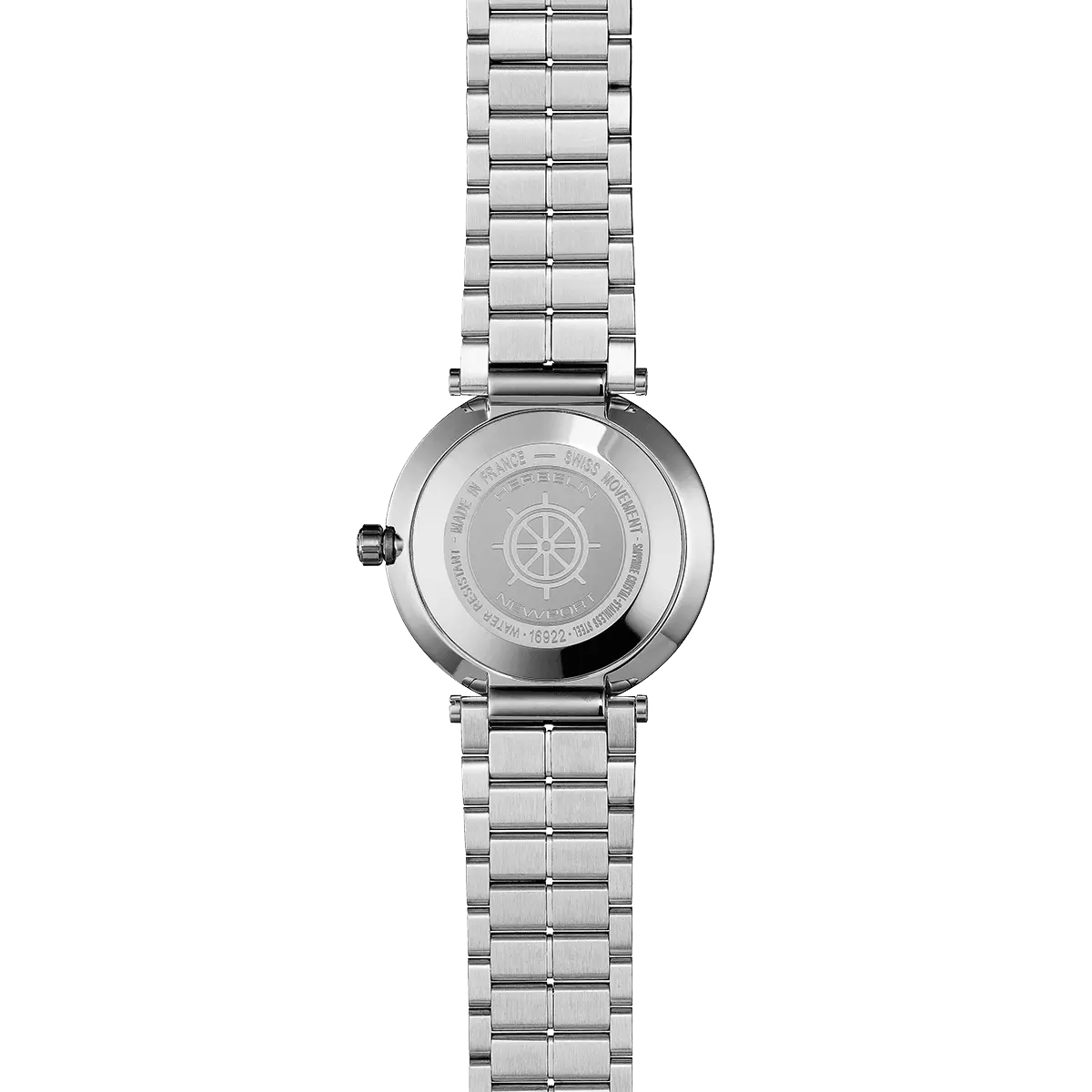 dos montre herbelin acier cadran bleu nacre newport slim