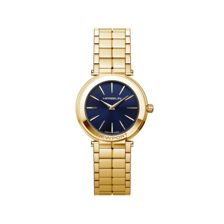 montre plaque or jaune femme herbelin cadran bleu