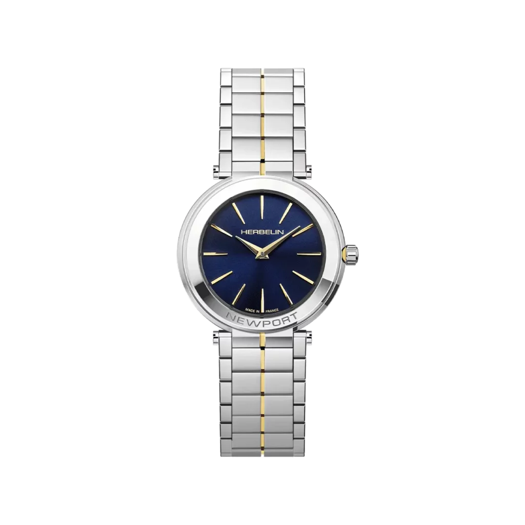 montre herbelin newport slim bracelet acier modele bicolore or argent