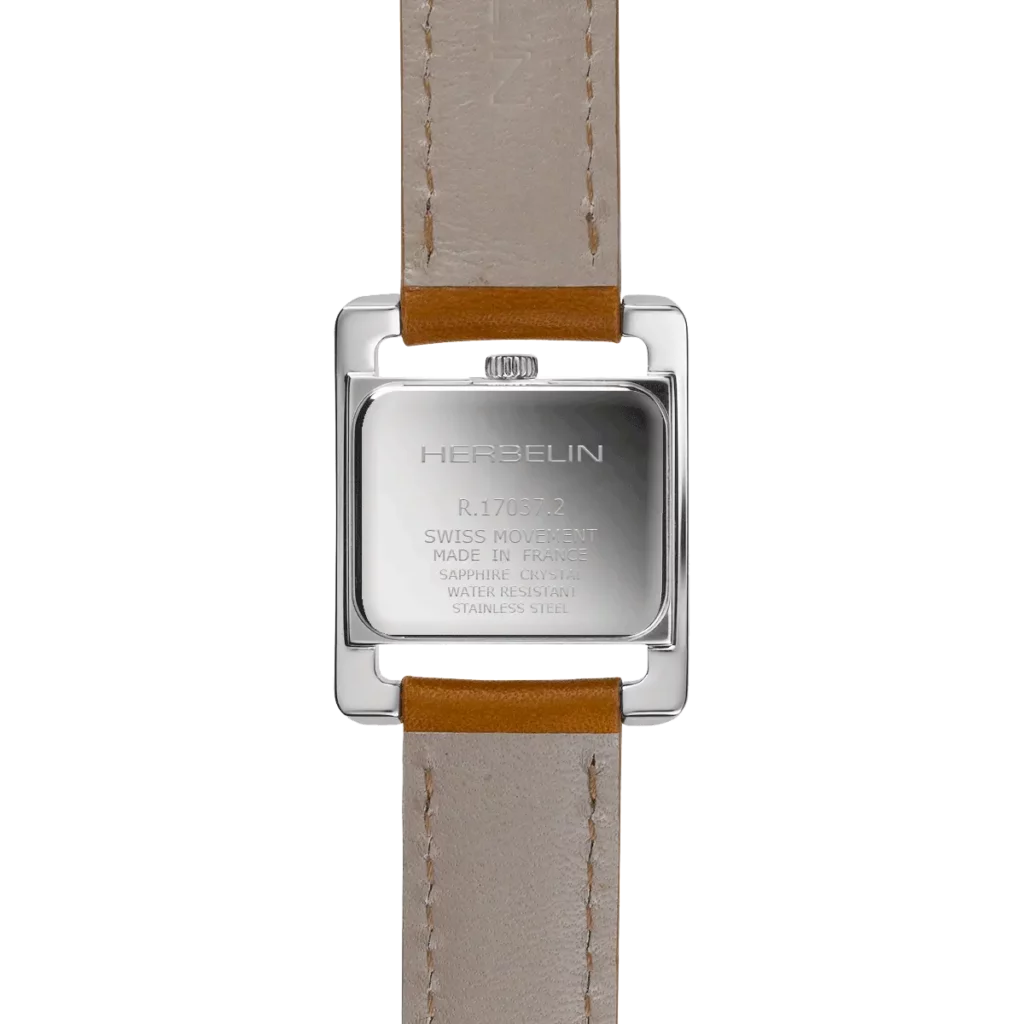 dos montre herbelin cadran nacre bracelet marron