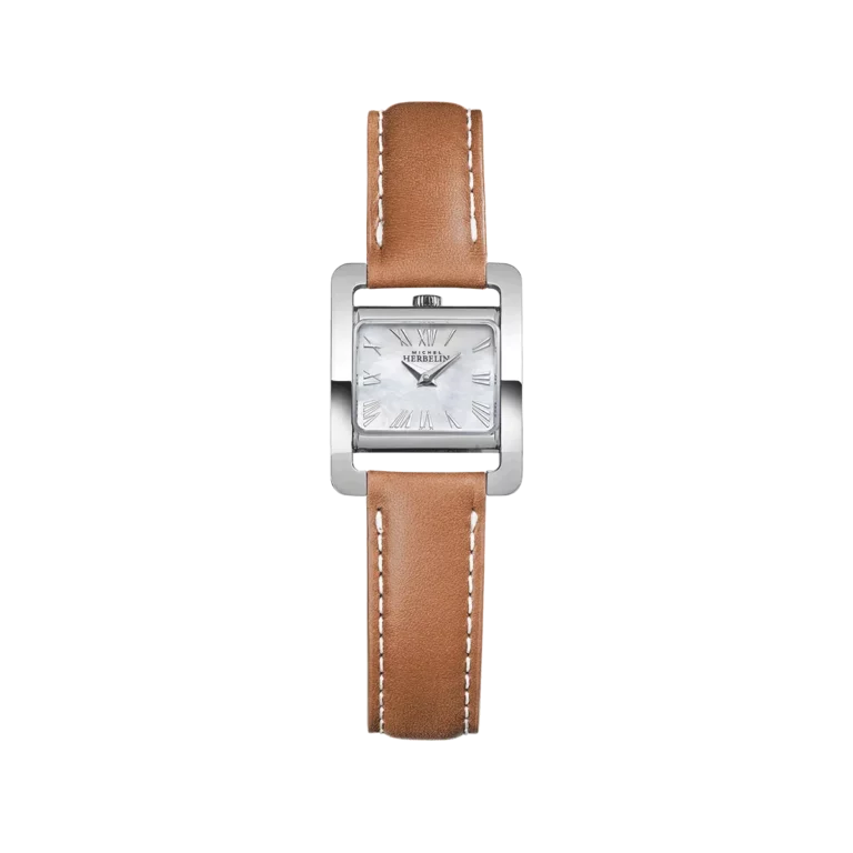 montre herbelin cadran nacre bracelet marron