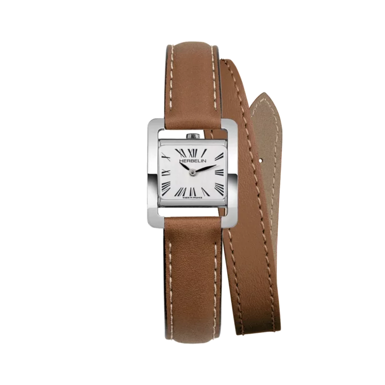 montre femme herbelin double tour bracelet marron chiffre romain