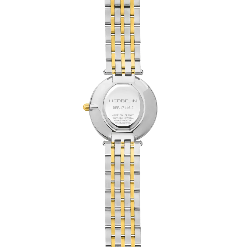 dos montre bicolore femme argent et or herbelin