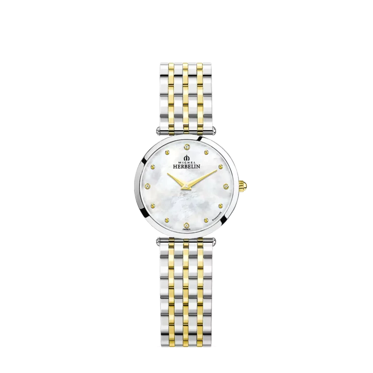montre herbelin bicolore plaque or jaune argent