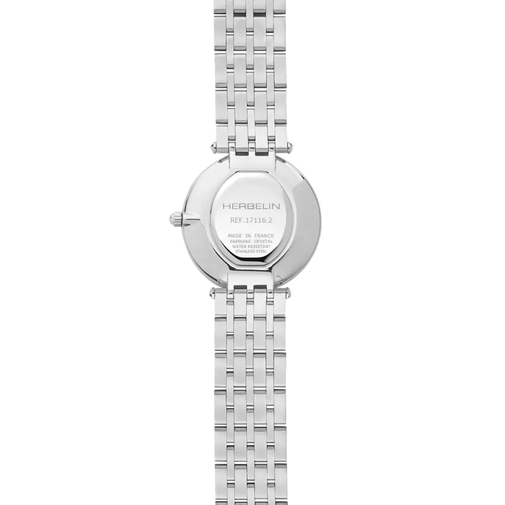 dos montre herbelin bracelet acier milanais