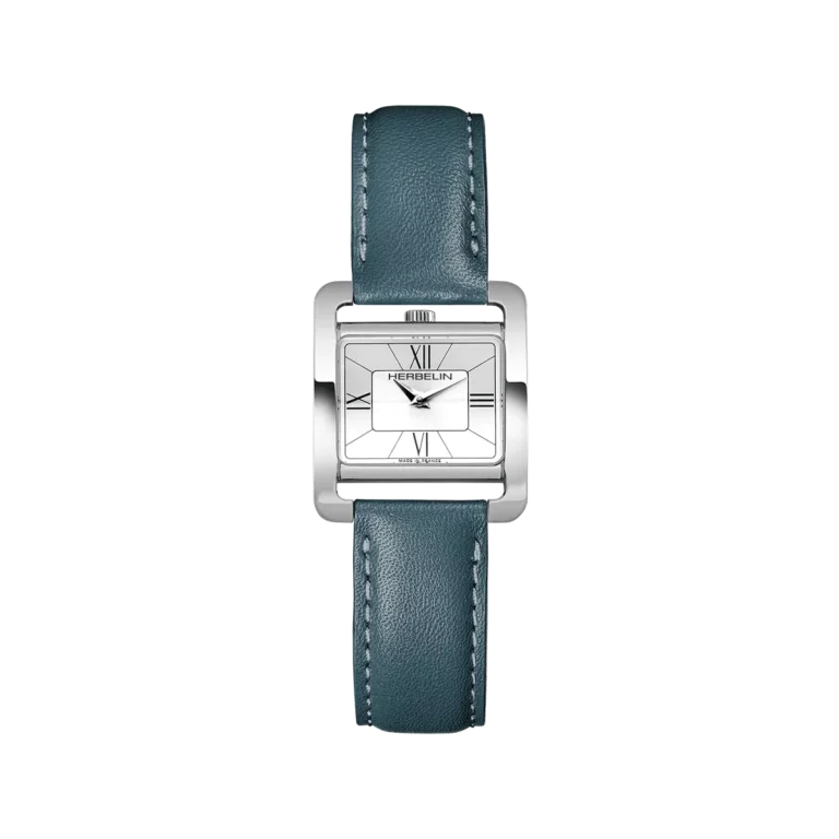 montre herbelin bracelet bleu canard cadran chiffre romain