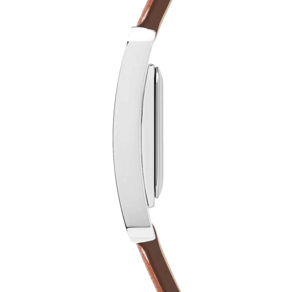 profil montre herbelin bracelet marron cuir femme cadran argent chiffre romain