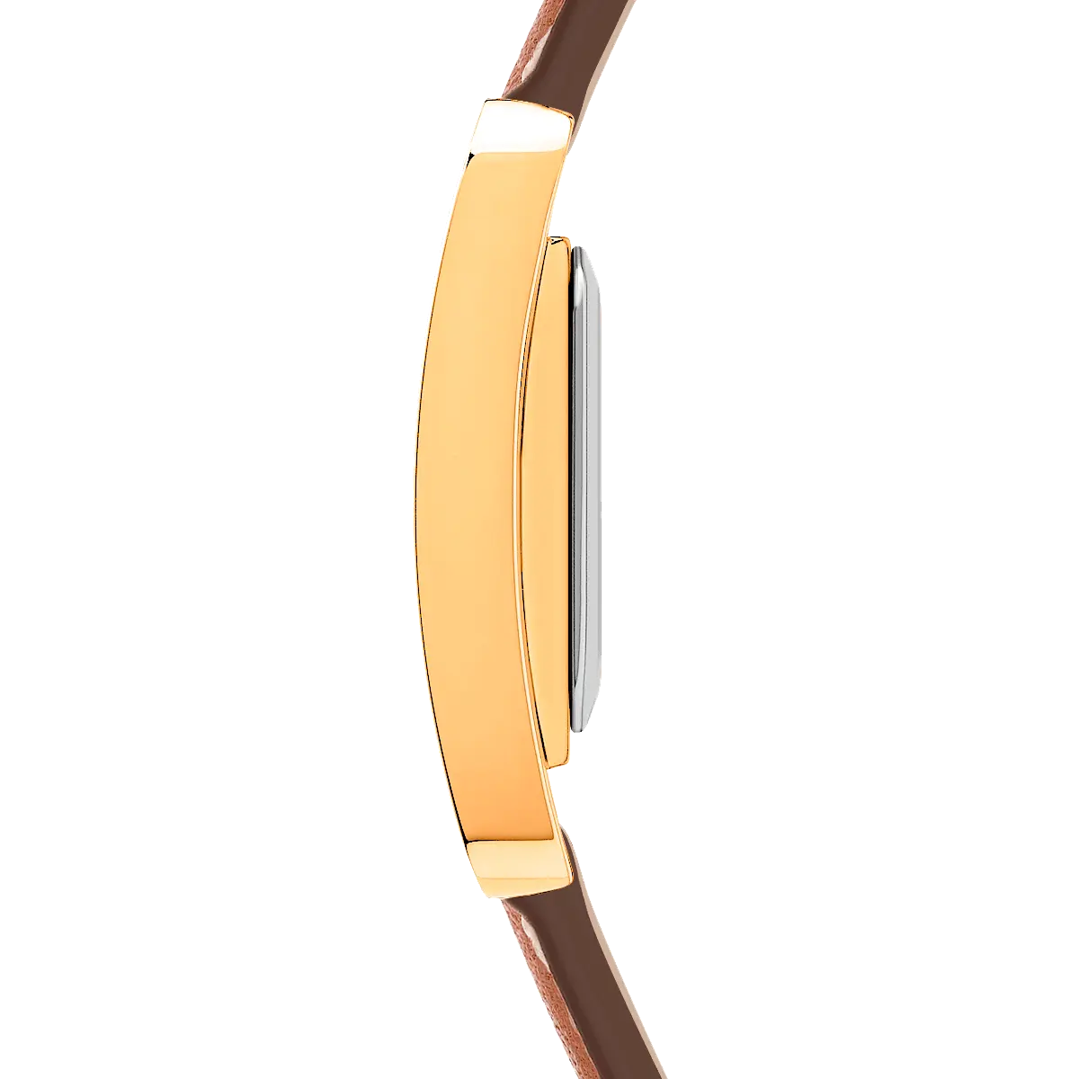 profil montre herbelin bracelet marron boitier plaque or jaune