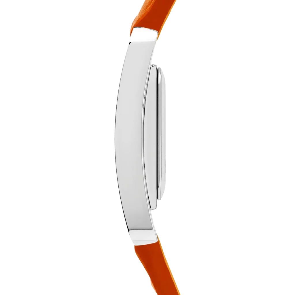 profil montre herbelin bracelet orange femme elegante boitier acier