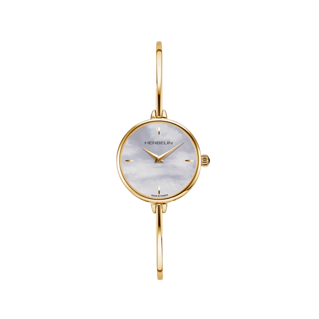 montre herbelin femme cadran nacre boitier bracelet pvd plaque or jaune