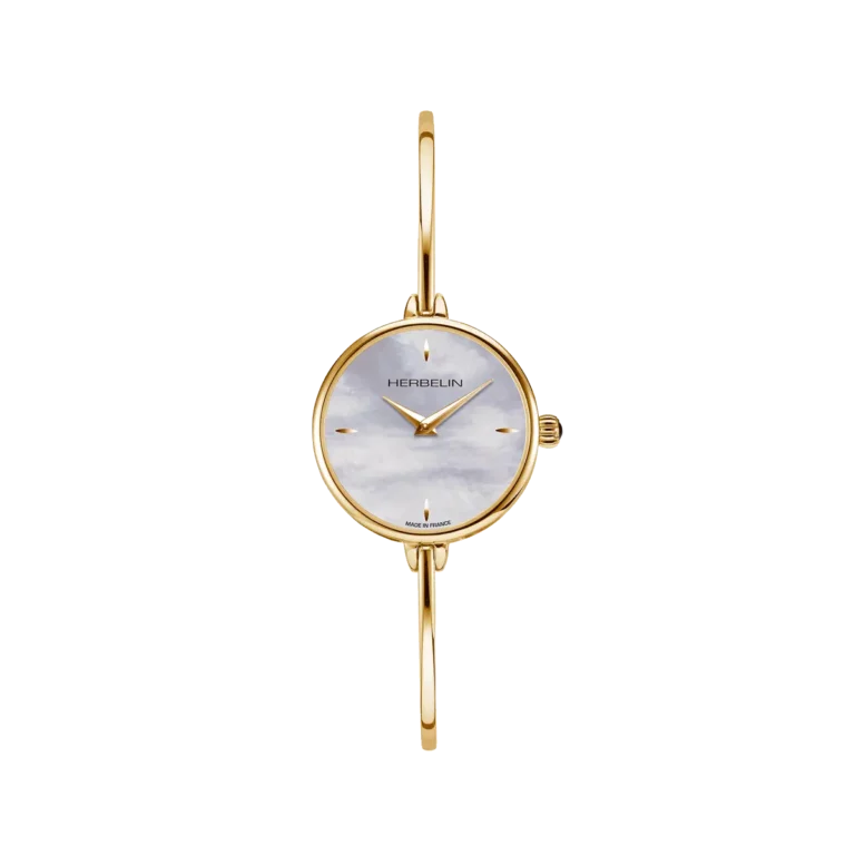 montre herbelin femme cadran nacre boitier bracelet pvd plaque or jaune