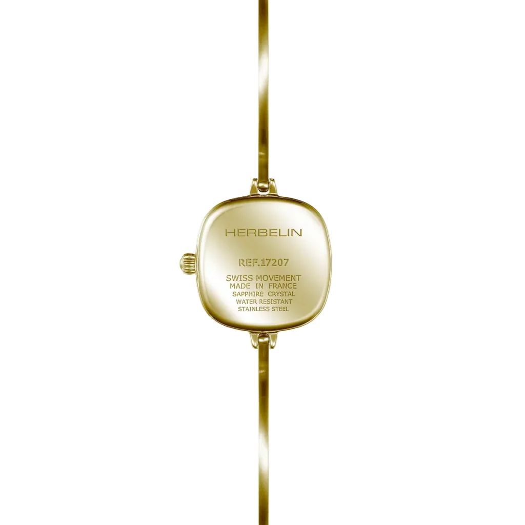 dos montre herbelin plaque or jaune femme