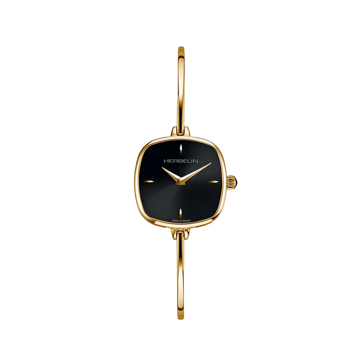 montre herbelin femme cadran noir plaque or jaune