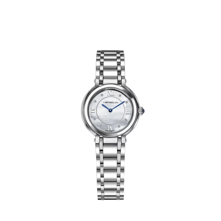 montre herbelin acier inoxydable cadran nacre femme elegante