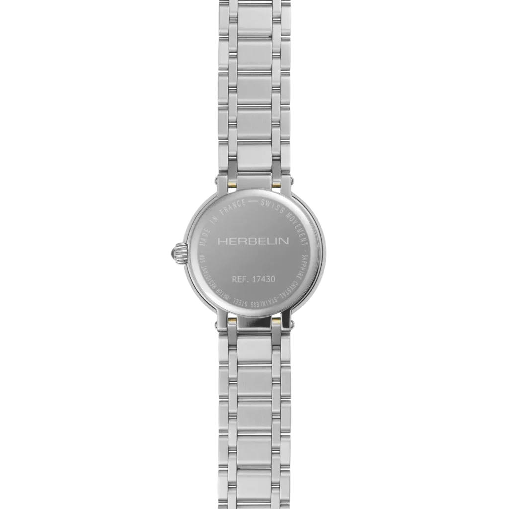 dos montre herbelin femme galet bicolore acier pvd or jaune