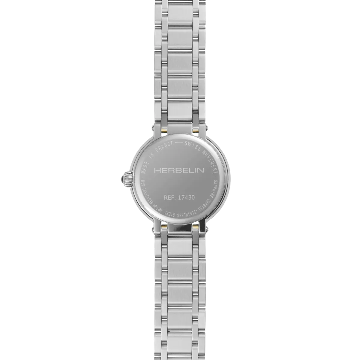 dos montre herbelin femme galet bicolore acier pvd or jaune