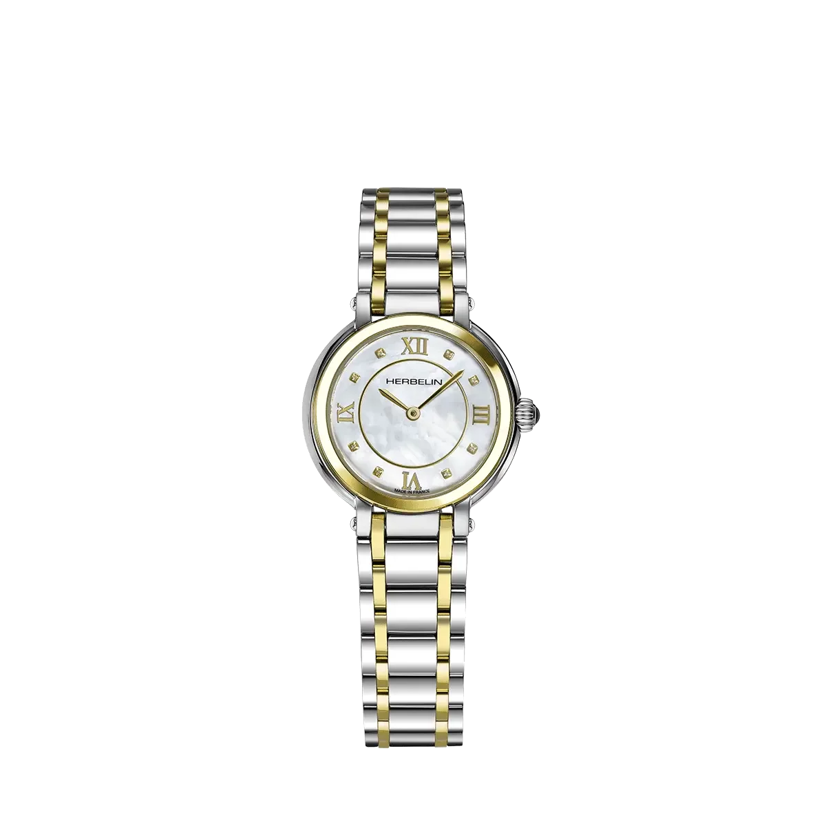 montre herbelin bracelet bicolore acier or jaune femme collection galet