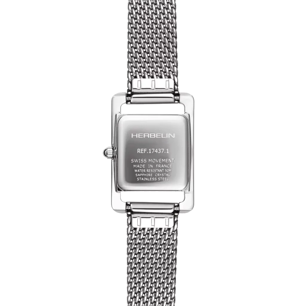 dos montre acier femme bracelet milanais