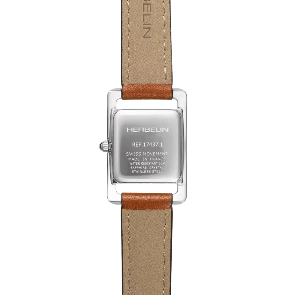 dos herbelin montre Veme avenue bracelet marron cadran argent
