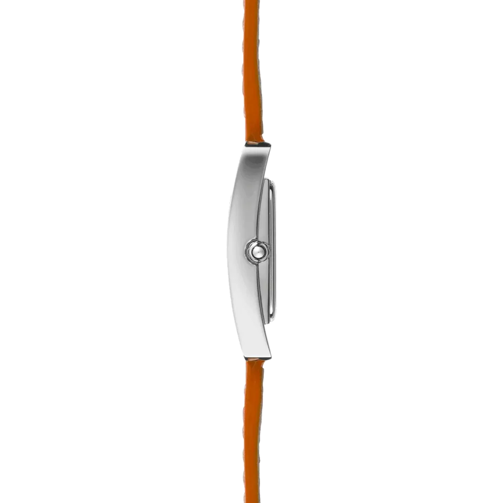 profil herbelin montre bracelet double tour laniere orange cadran nacre