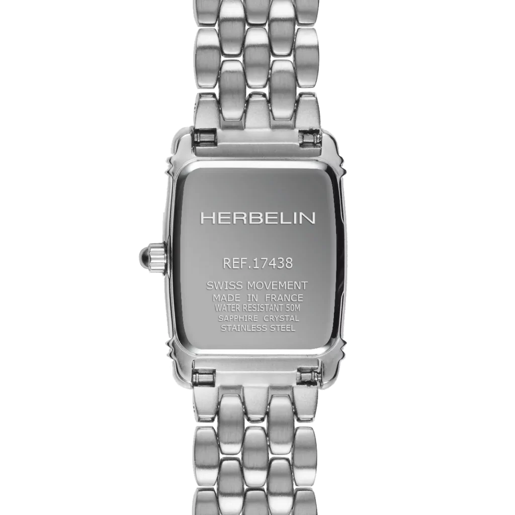 dos montre herbelin femme bracelet milanais acier