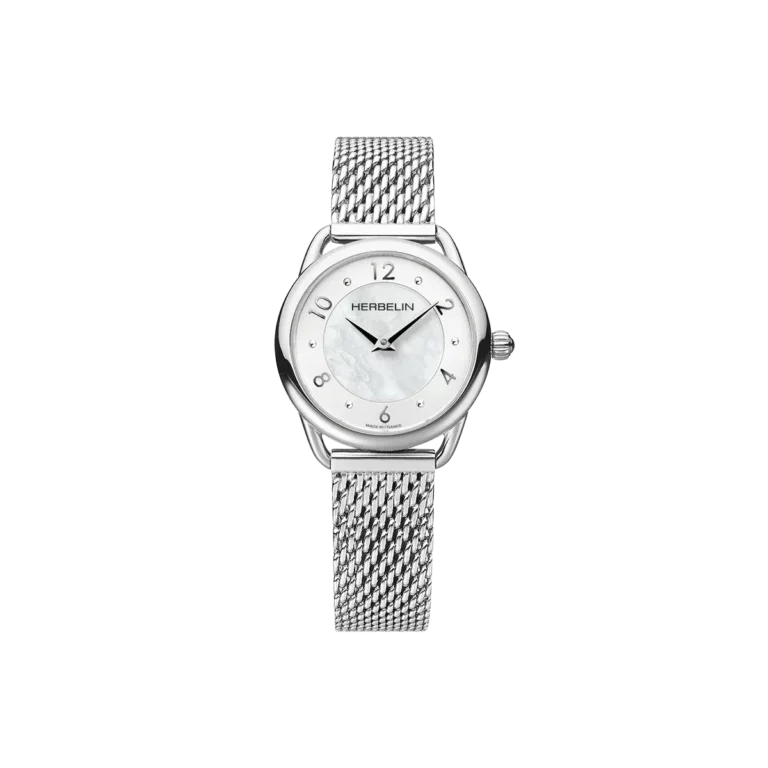 montre herbelin bracelet milanais acier femme cadran nacre