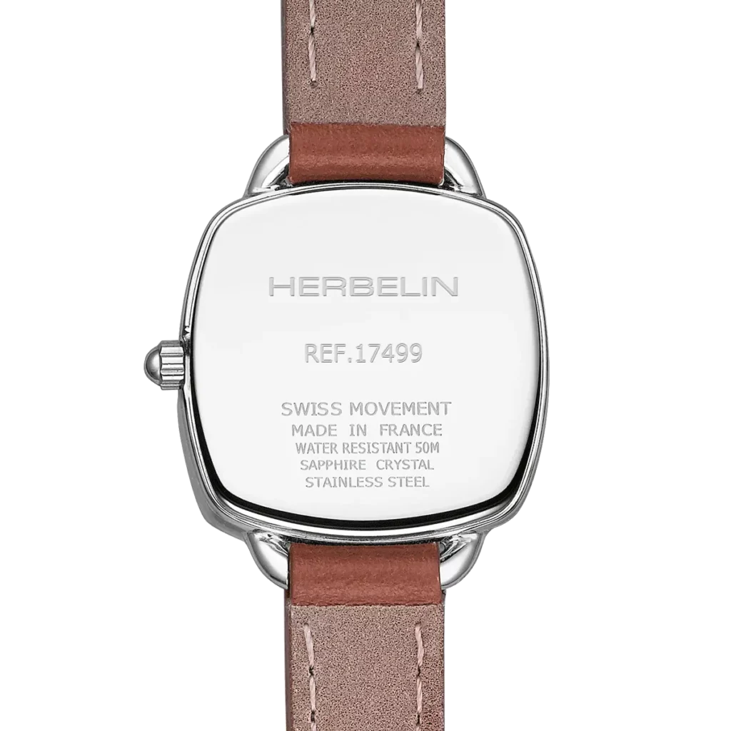 dos montre herbelin bracelet cuir femme