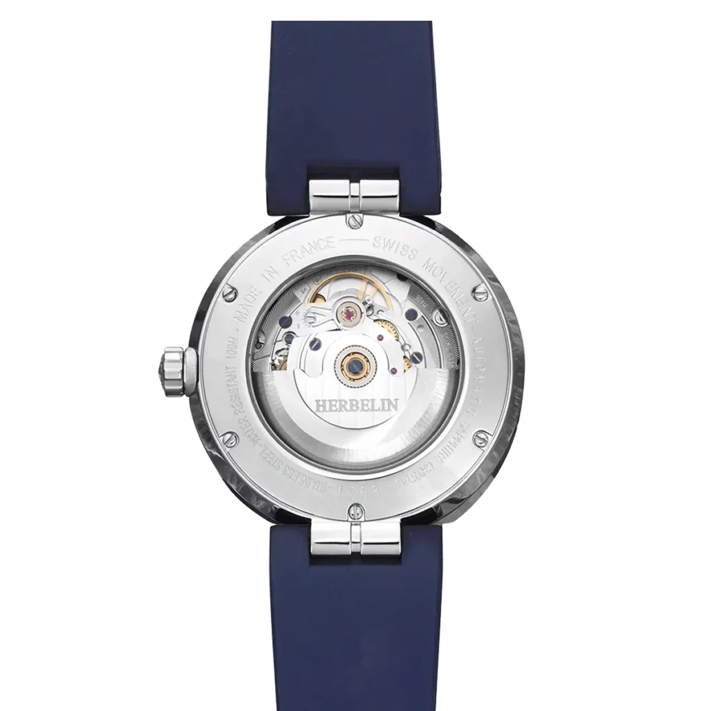 dos montre herbelin bracelet caoutchouc FKM resistant mouvement automatique