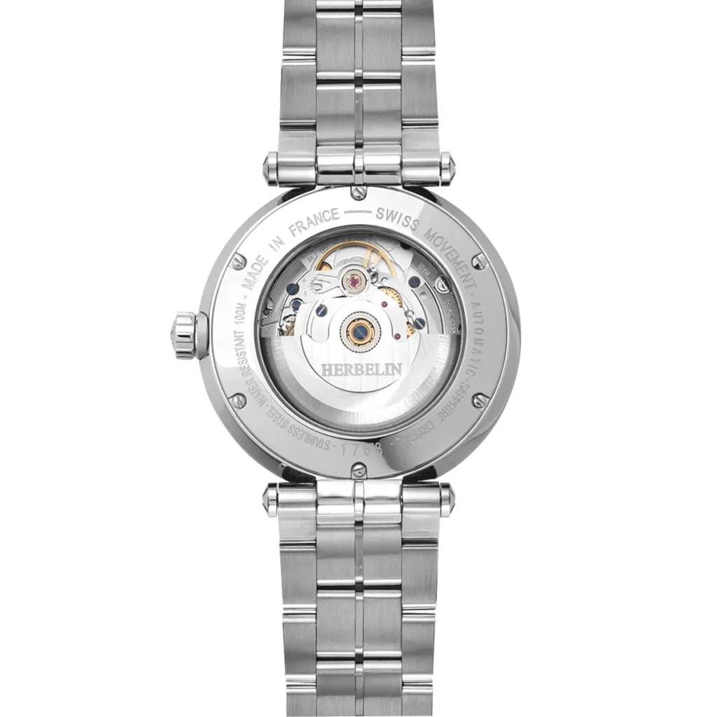 dos montre herbelin automatique bracelet acier homme