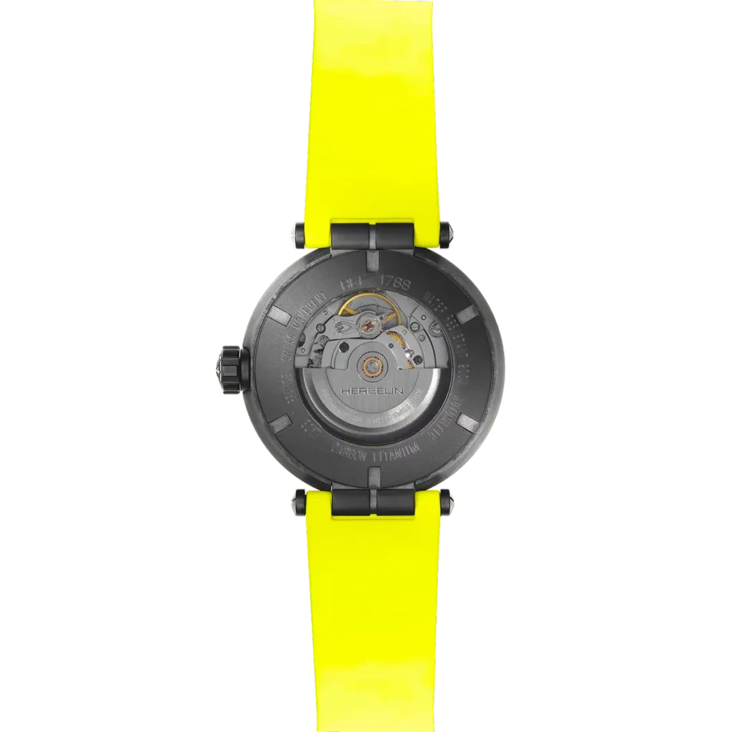 dos montre de plongee bracelet jaune newport automatique carbone titane
