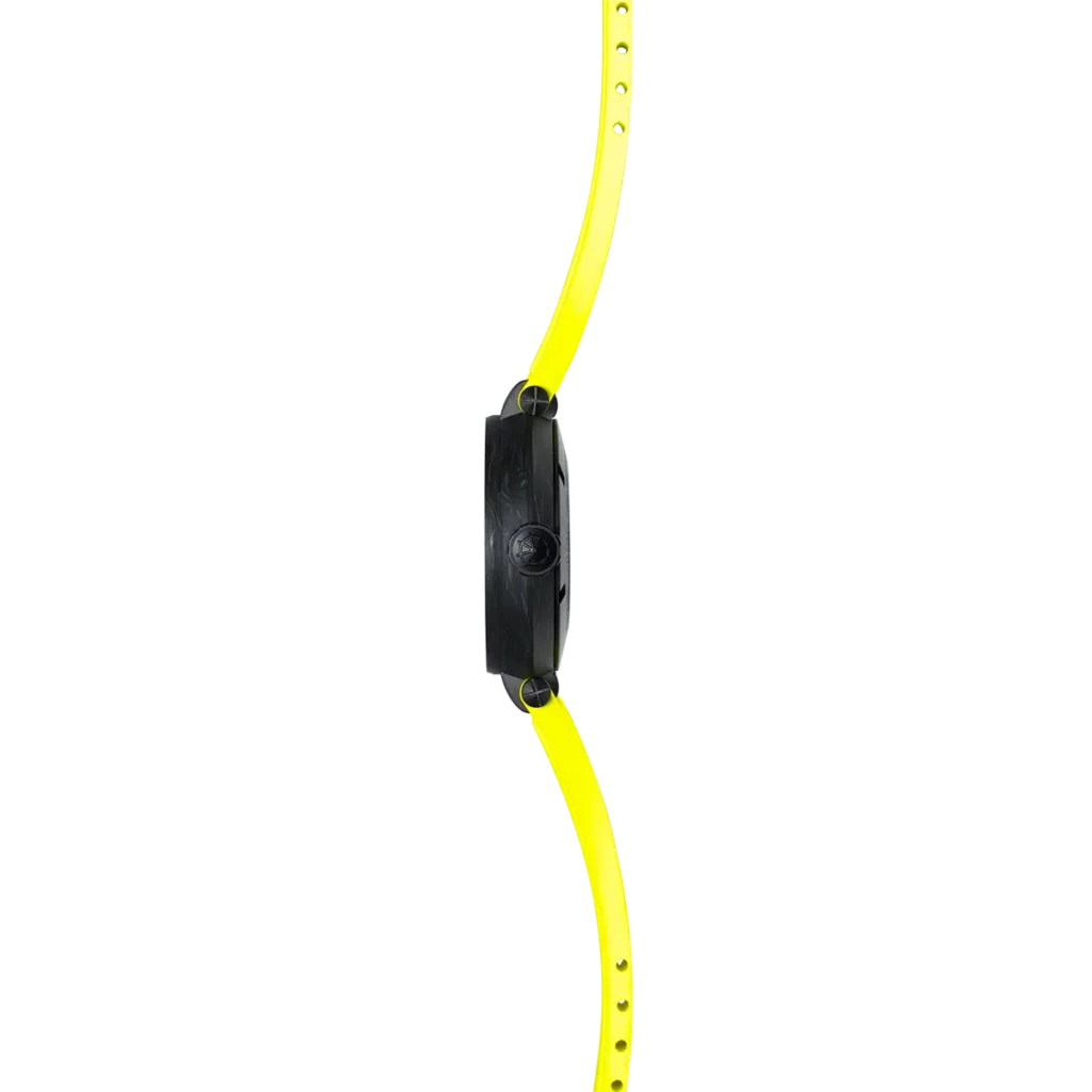 profil montre de plongee bracelet jaune newport automatique carbone titane