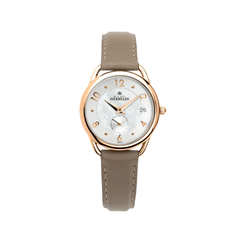 montre herbelin femme cadran nacre bracelet taupe