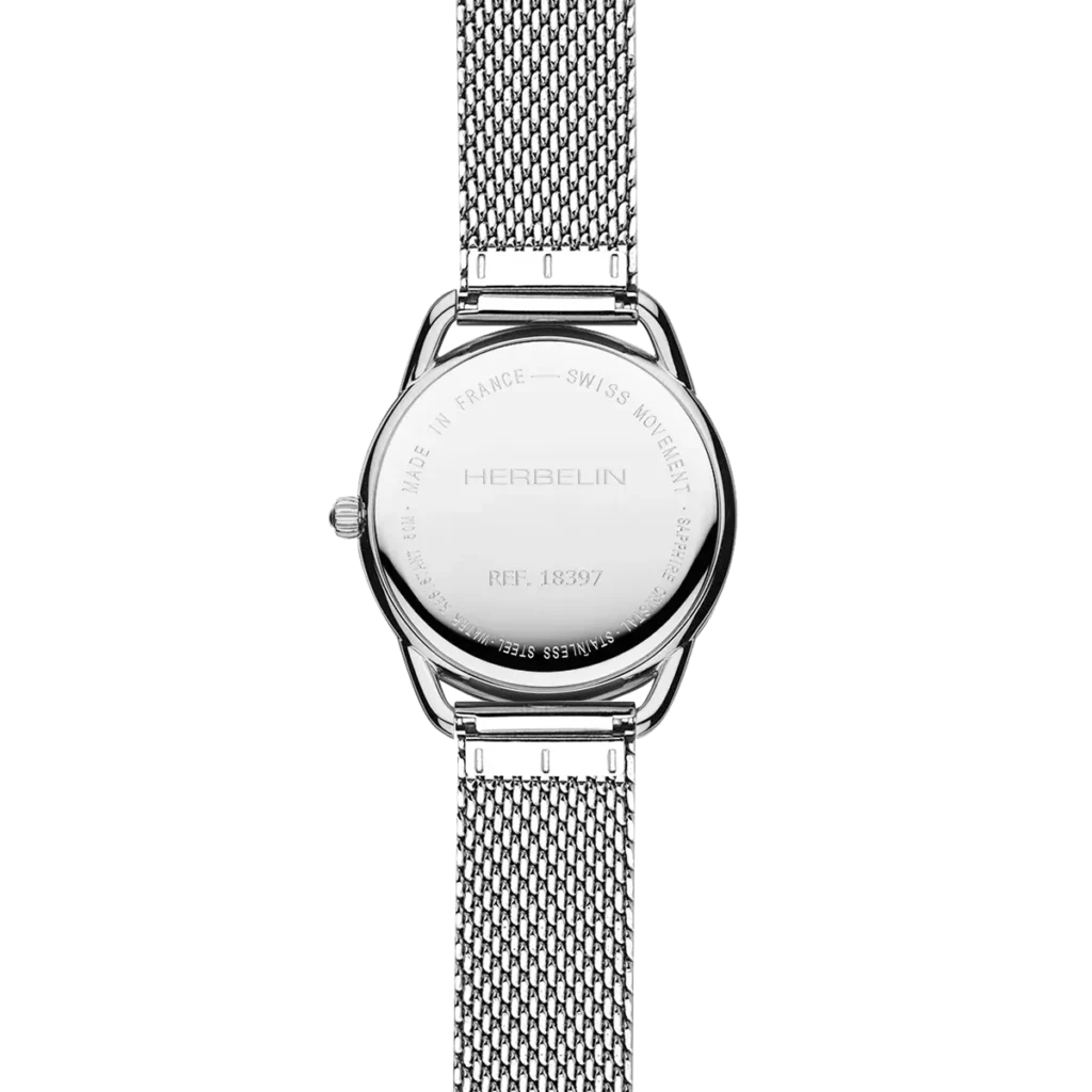 dos montre femme acier herbelin bracelet milanais