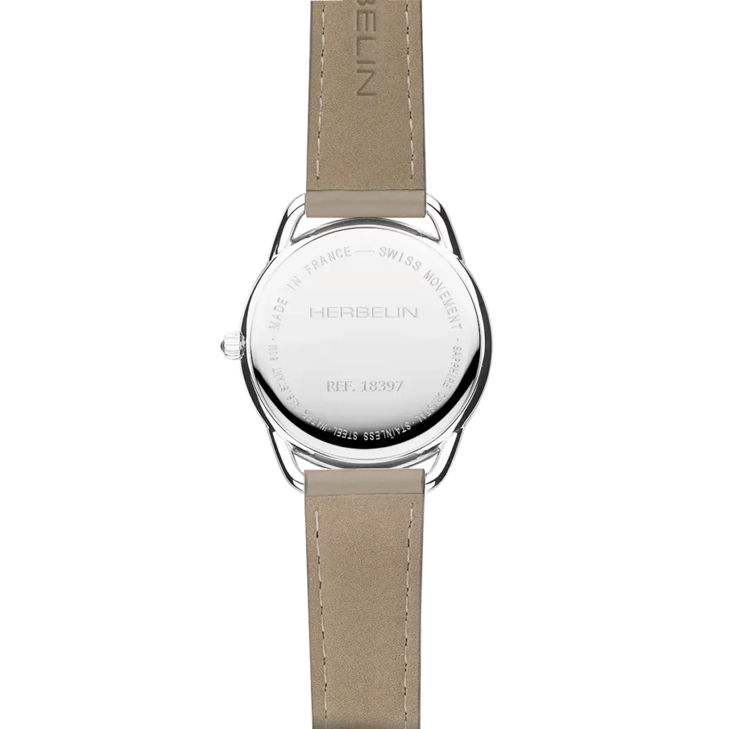 dos montre herbelin femme cadran nacre bracelet cuir