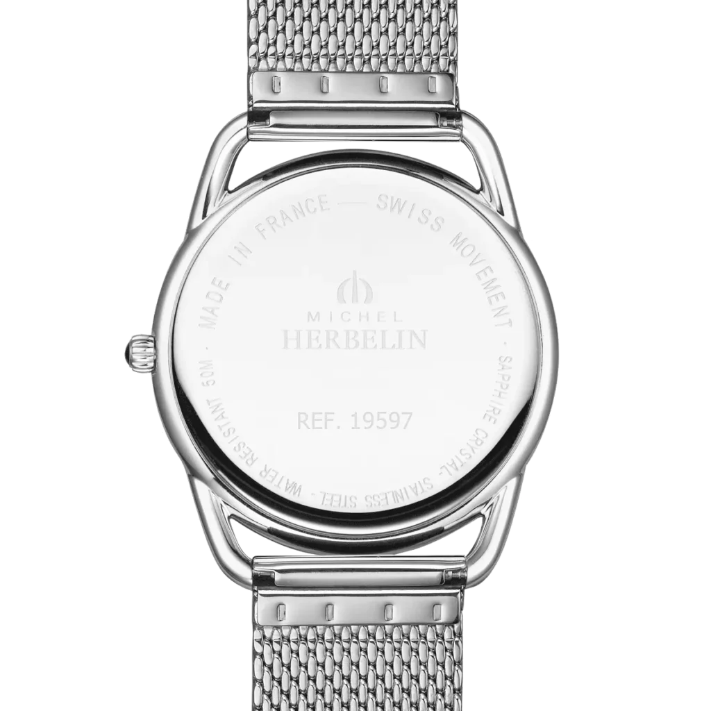 dos montre herbelin bracelet acier milanais femme