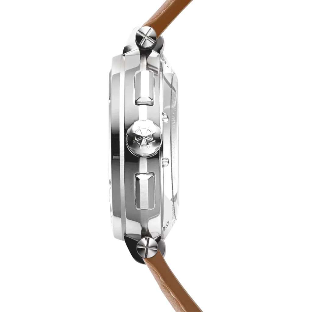 profil montre herbelin bracelet marron cadran bleu mouvement automatique