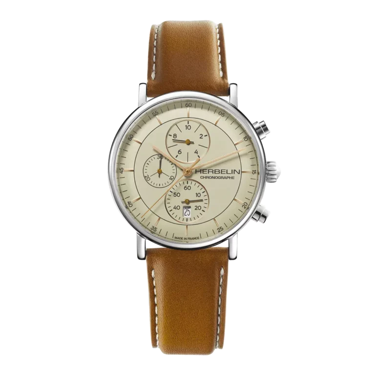 montre herbelin chronographe bracelet cuir homme