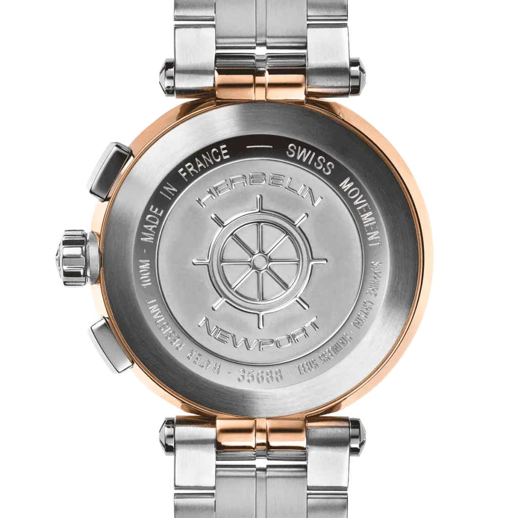dos montre herbelin bicolore acier pvd or rose modèle femme élégant newport