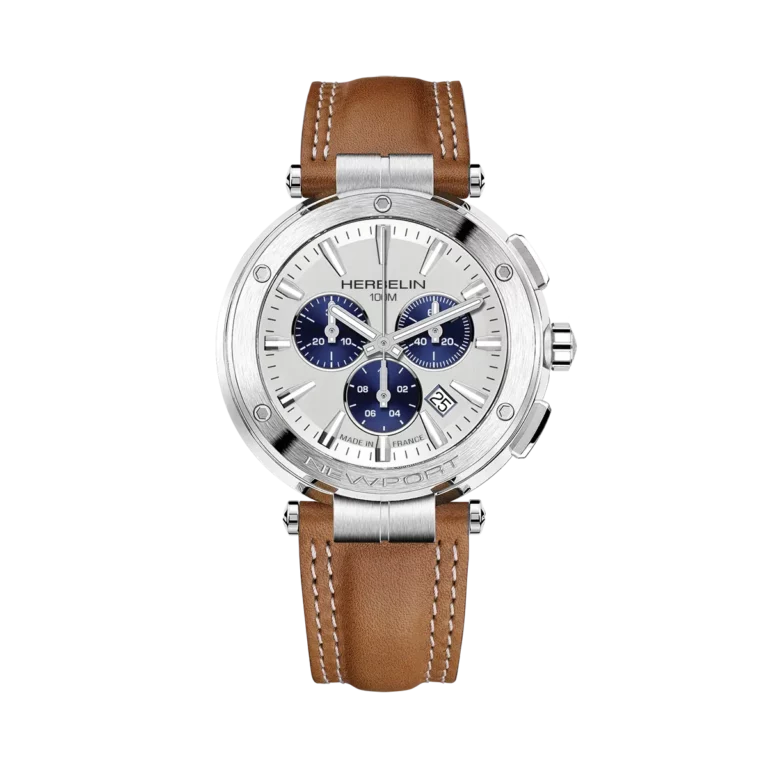 montre herbelin bracelet cuir cadran blanc