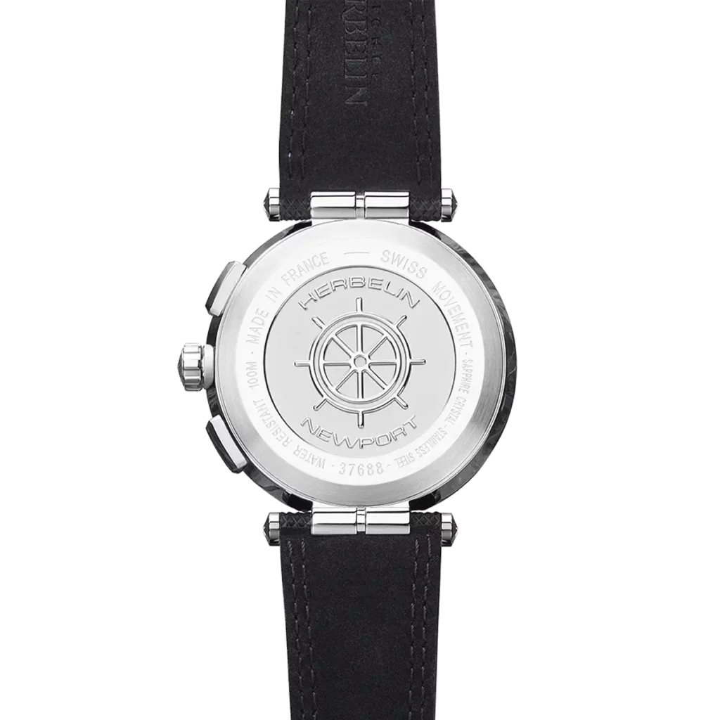 dos montre herbelin newport chrono boitier acier bracelet tissu resistant