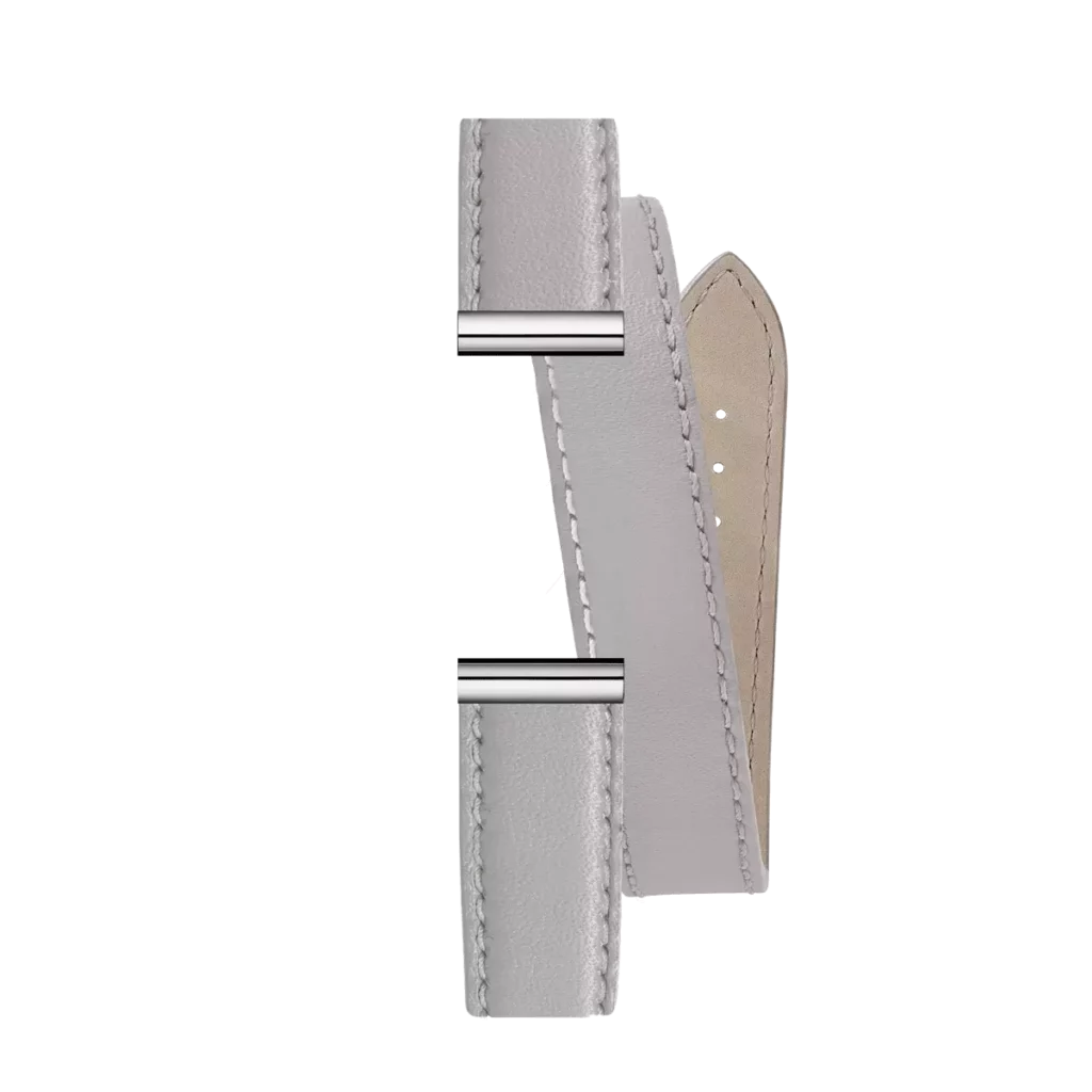 bracelet double tour gris en cuir antares herbelin