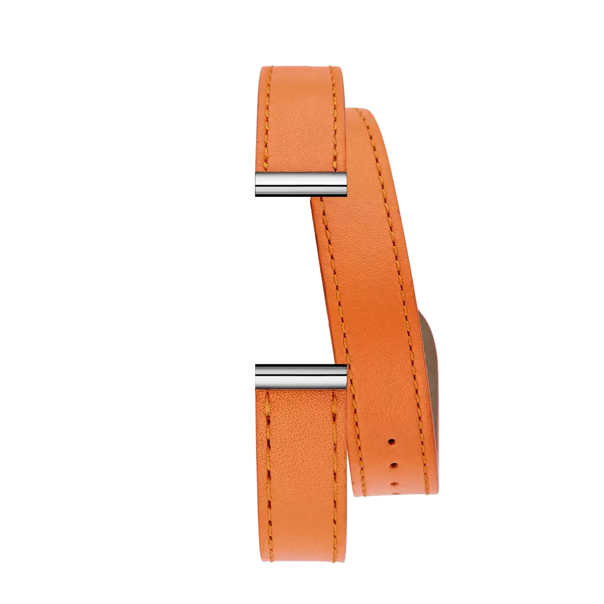 bracelet double tour orange en cuir lisse antares herbelin