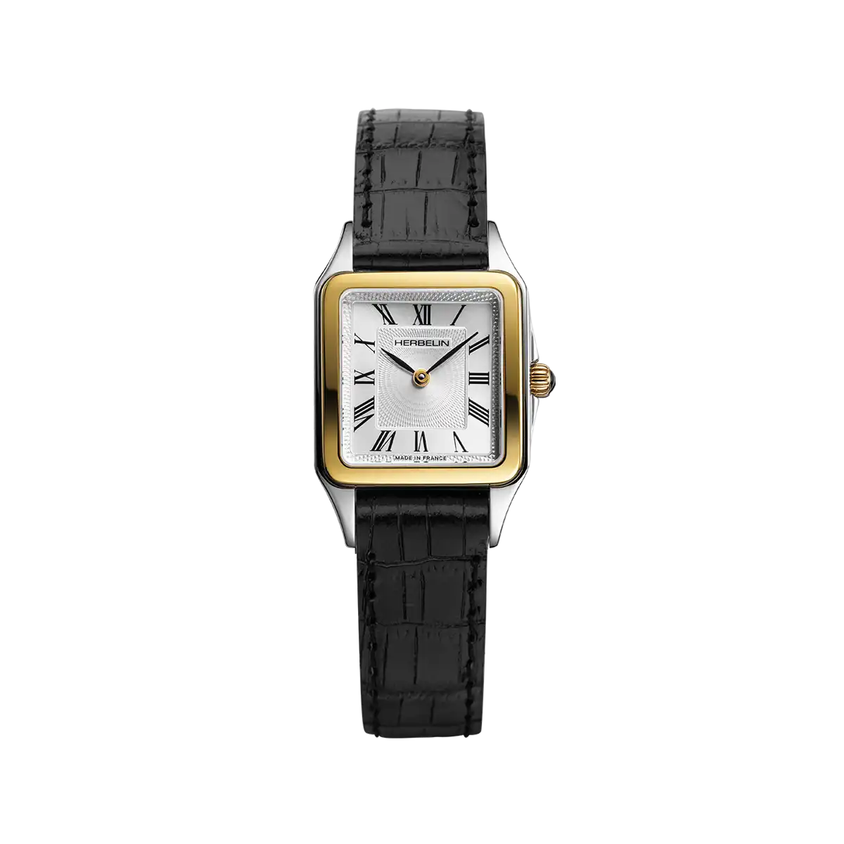 LUNA - QUARTZ - BICOLORE & CUIR NOIR