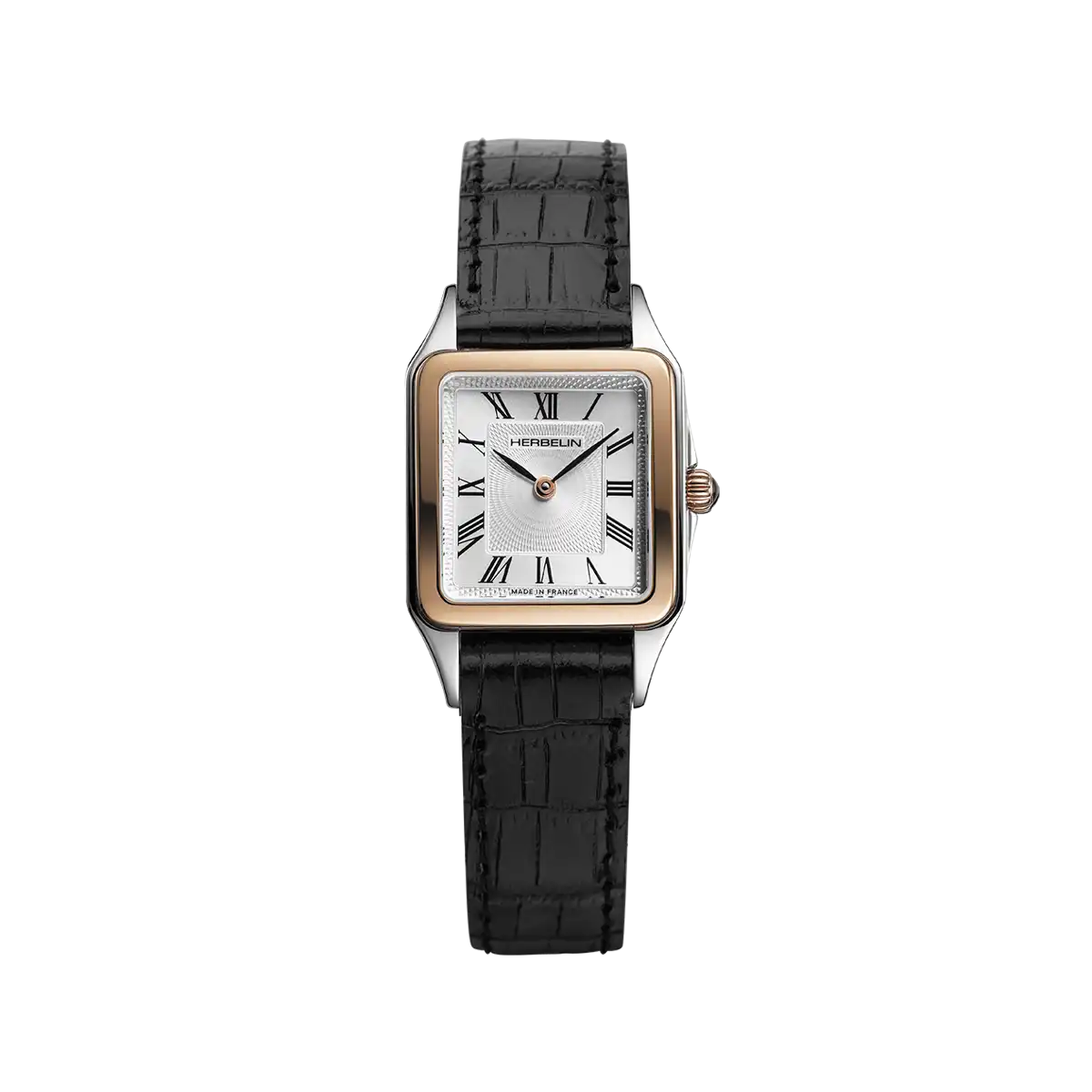 LUNA - QUARTZ - PVD OR ROSE & CUIR NOIR