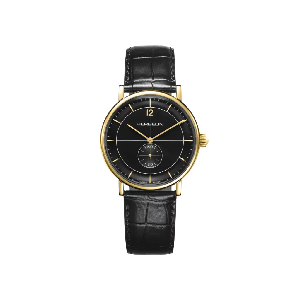 montre inspiration herbelin cadran noir et doré nouveauté herbelin