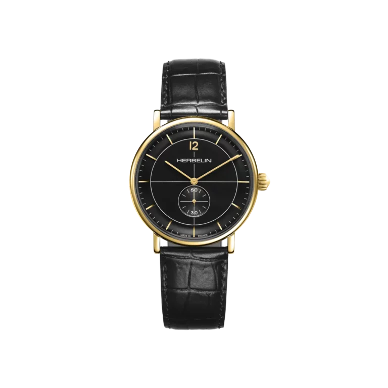 montre inspiration herbelin cadran noir et doré nouveauté herbelin