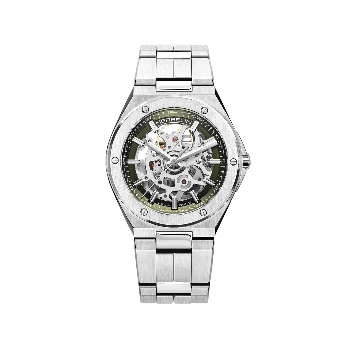 montre squelette homme herbelin acier