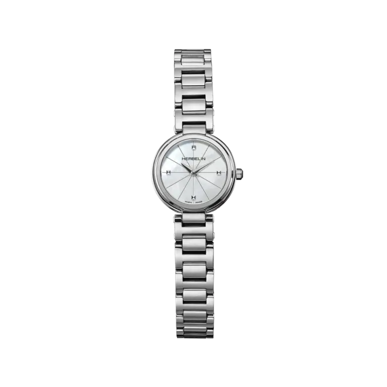 montre quartz femme herbelin acier & nacre